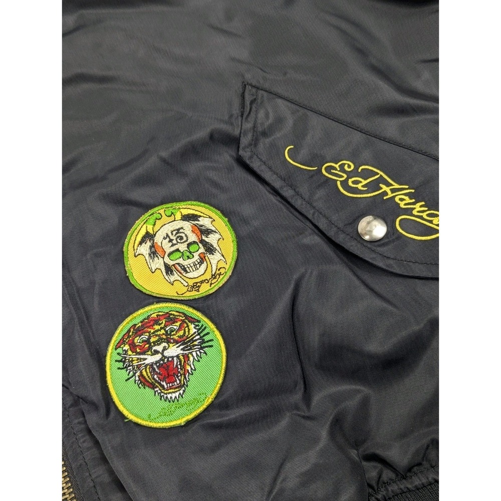Ed Hardy Bomber Jacket Black Tattoo Patch Dragon Mens‎ Large - Picture 13 of 16